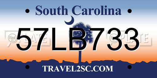 57LB733 South Carolina License Plate