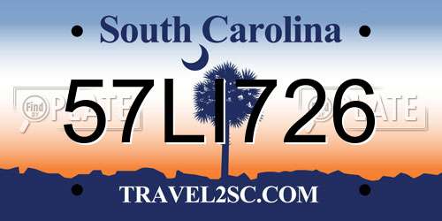 57LI726 South Carolina License Plate