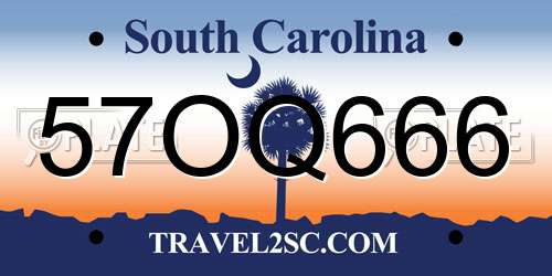 57OQ666 South Carolina License Plate