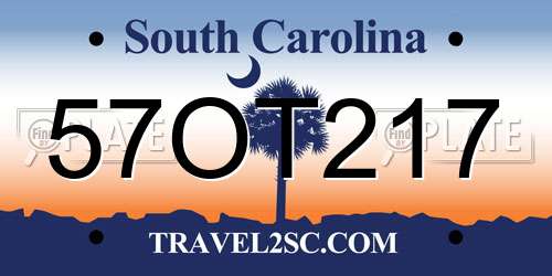 57OT217 South Carolina License Plate
