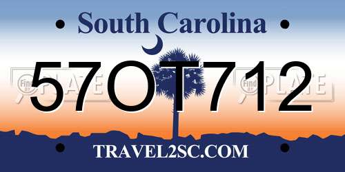 57OT712 South Carolina License Plate