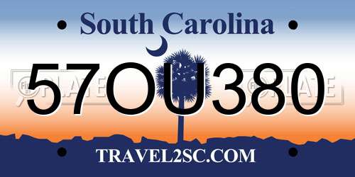 57OU380 South Carolina License Plate