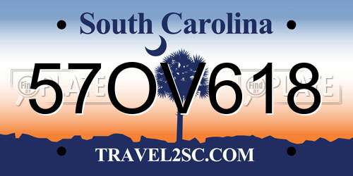 57OV618 South Carolina License Plate