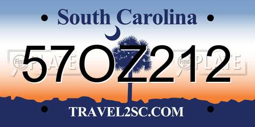 57OZ212 South Carolina License Plate
