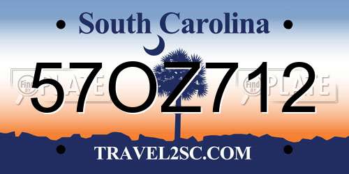 57OZ712 South Carolina License Plate