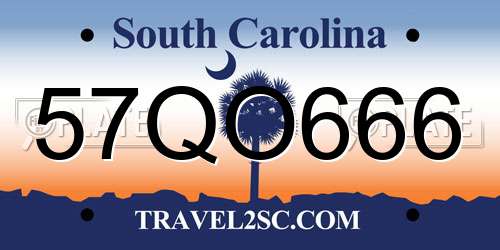 57QO666 South Carolina License Plate