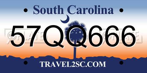 57QQ666 South Carolina License Plate
