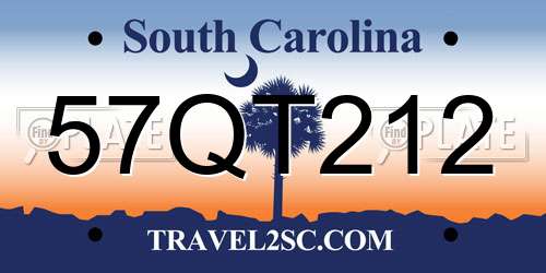 57QT212 South Carolina License Plate
