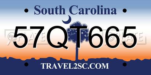 57QT665 South Carolina License Plate
