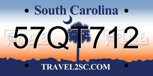 57QT712 South Carolina License Plate