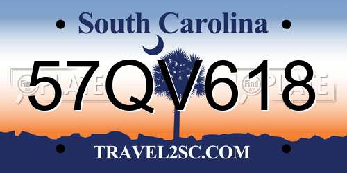 57QV618 South Carolina License Plate