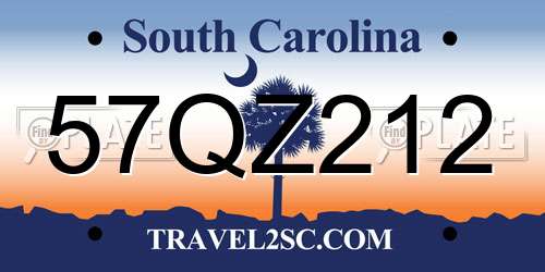 57QZ212 South Carolina License Plate