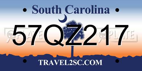 57QZ217 South Carolina License Plate