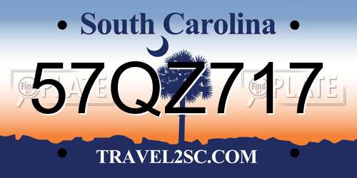 57QZ717 South Carolina License Plate