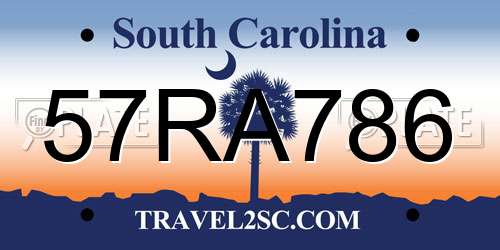 57RA786 South Carolina License Plate