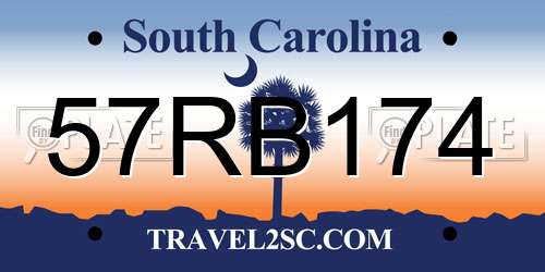 57RB174 South Carolina License Plate