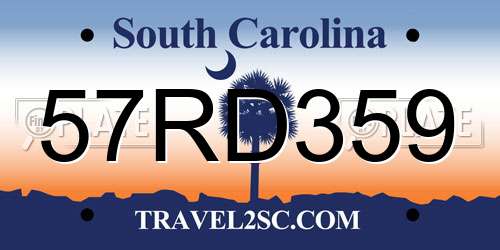 57RD359 South Carolina License Plate