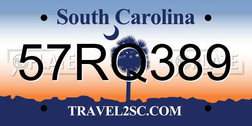 57RQ389 South Carolina License Plate