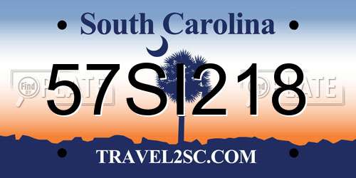 57SI218 South Carolina License Plate