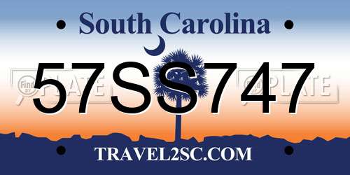 57SS747 South Carolina License Plate
