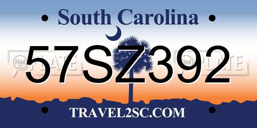 57SZ392 South Carolina License Plate