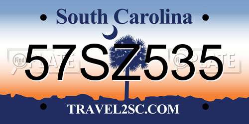 57SZ535 South Carolina License Plate