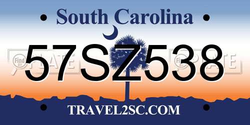 57SZ538 South Carolina License Plate
