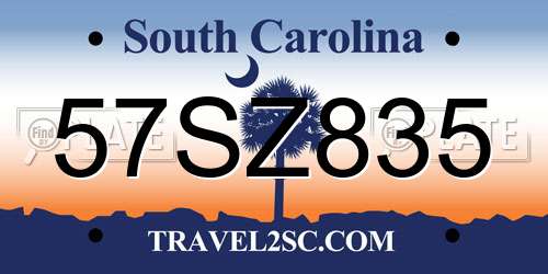 57SZ835 South Carolina License Plate