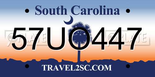 57UO447 South Carolina License Plate