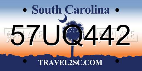 57UQ442 South Carolina License Plate