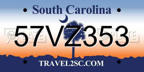 57VZ353 South Carolina License Plate