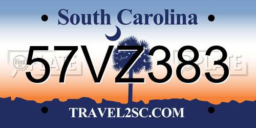 57VZ383 South Carolina License Plate