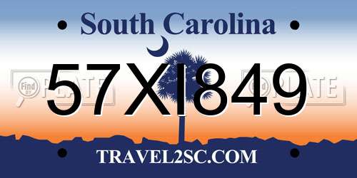 57XI849 South Carolina License Plate