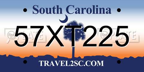 57XT225 South Carolina License Plate