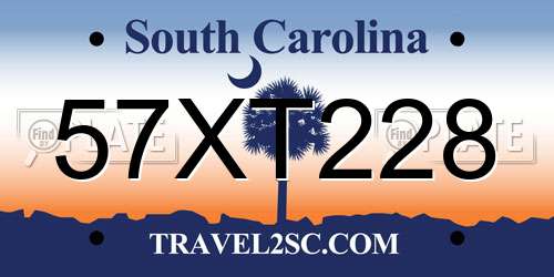 57XT228 South Carolina License Plate