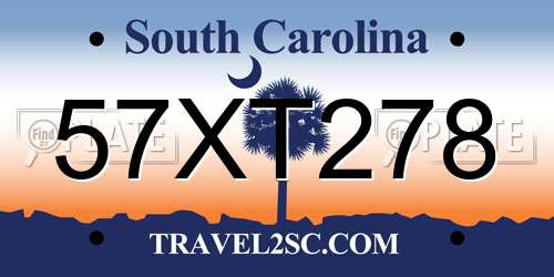 57XT278 South Carolina License Plate