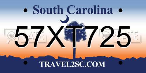 57XT725 South Carolina License Plate