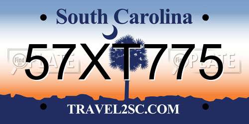 57XT775 South Carolina License Plate