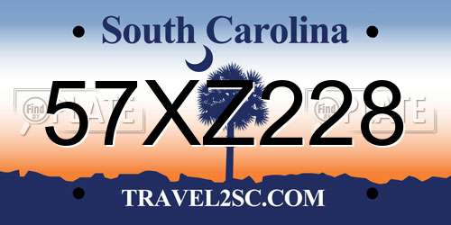 57XZ228 South Carolina License Plate