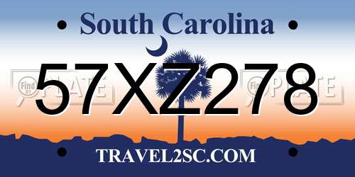 57XZ278 South Carolina License Plate