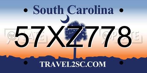 57XZ778 South Carolina License Plate
