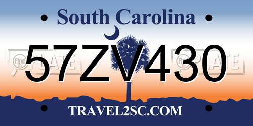 57ZV430 South Carolina License Plate
