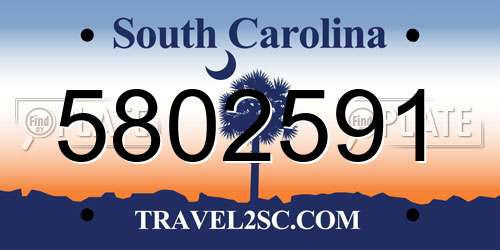 5802591 South Carolina License Plate