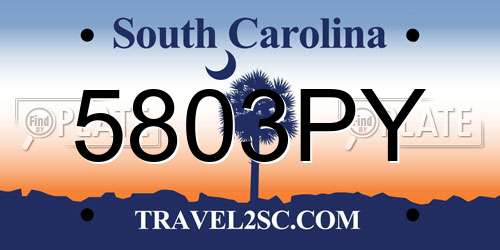5803PY South Carolina License Plate