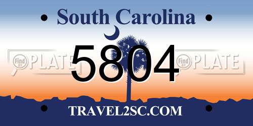 5804 South Carolina License Plate