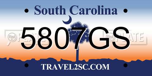 5807GS South Carolina License Plate