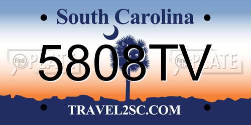 5808TV South Carolina License Plate