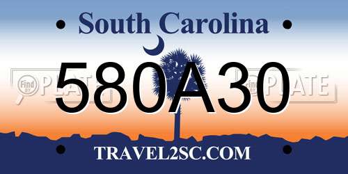 580A30 South Carolina License Plate