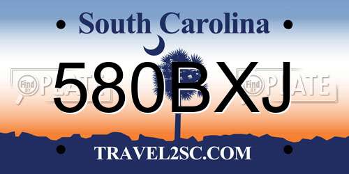 580BXJ South Carolina License Plate
