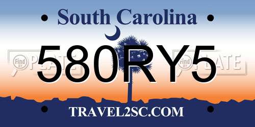 580RY5 South Carolina License Plate
